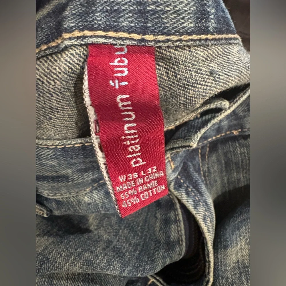 Y2K‎ Fubu The Collection Embroidered Rap Hip Hop Baggy Denim Jean Size 36x32 Men